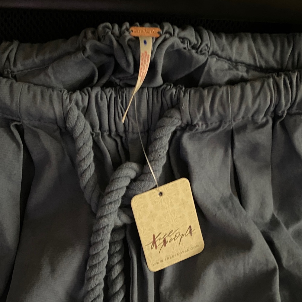 Free People Wide Leg Pants in Dusty Blue - Picture 3 of 4